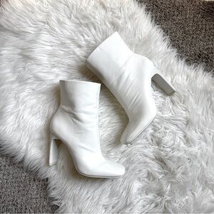Mix No. 6 Cileste Patent Leather White Heeled Boots